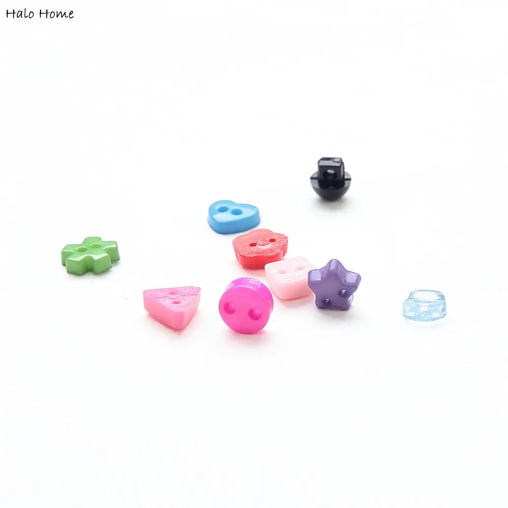 Симпатичные богато красочные полимерные пуговицы 100 шт. смешанные с 2 отверстиями