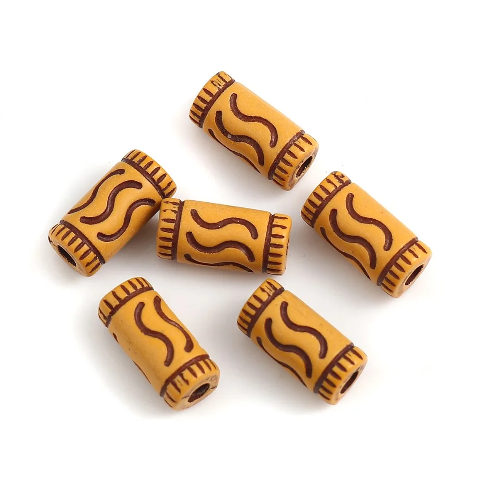 DoreenBeads круглые акриловые бусины цилиндрический коричневый полосатый рисунок
