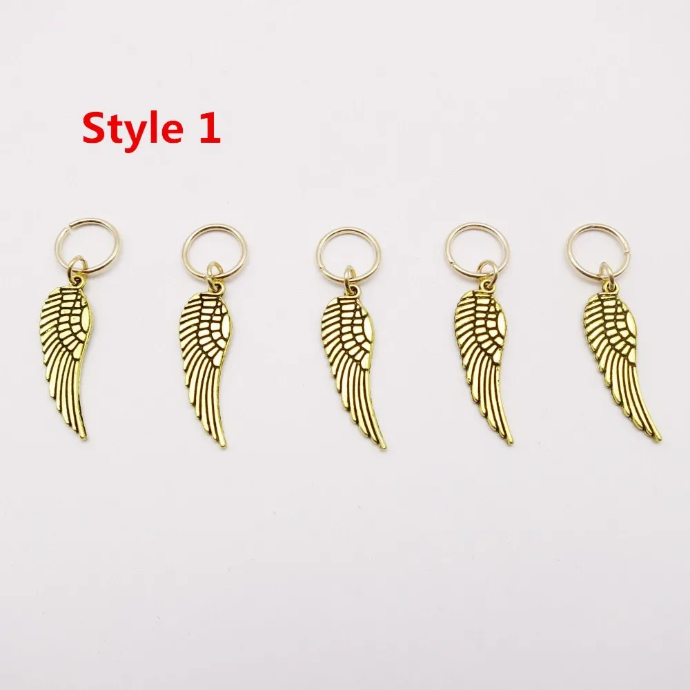 5pcs Style 1 5 шт./упак. Золотой разных 5 видов стилей подвески, подвязанные лентой, с объемной волной, дредлоки, для увеличения объема, бусины зажимы манжеты, ювелирные изделия, кольца, дредлоки, для увеличения объема, аксессуары - Цвет: 5pcs Style 1