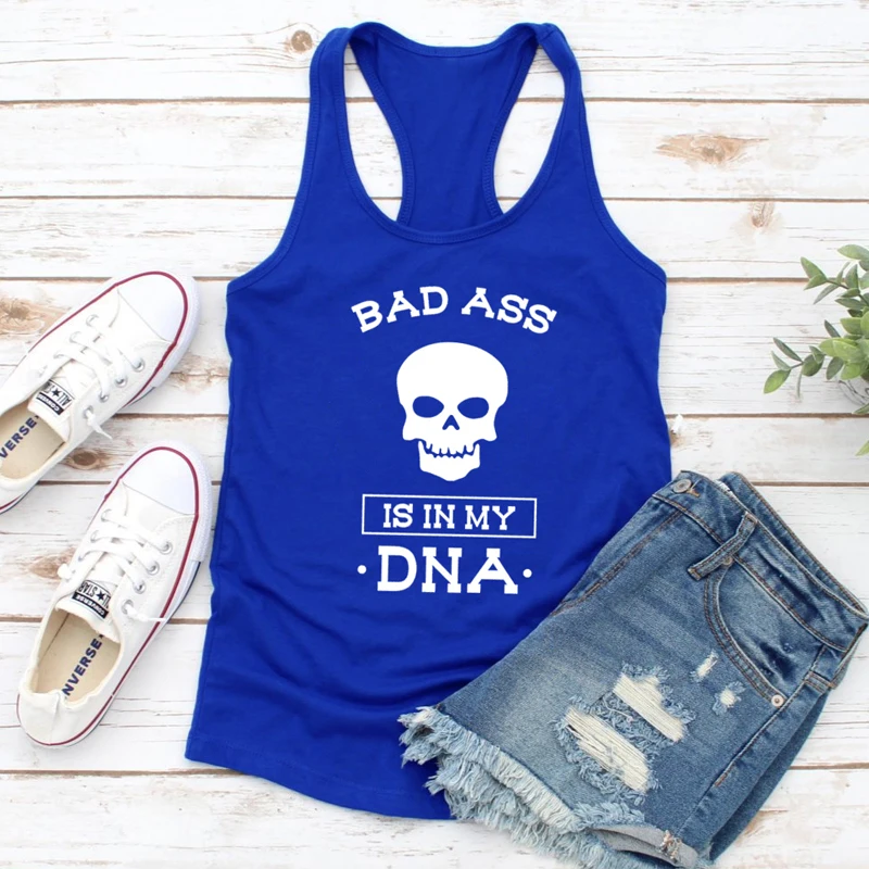 Жилет Bad Ass Is In My DNA майки повседневные женские спортивные забавные летние