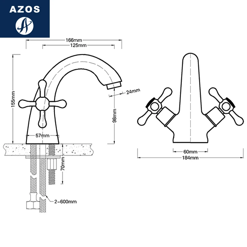 

Azos Under Counter Basin Faucet Soft Wash Basin Brass White Cold and Hot Switch Shower Room Basin Bathroom Cabinet Single Handl