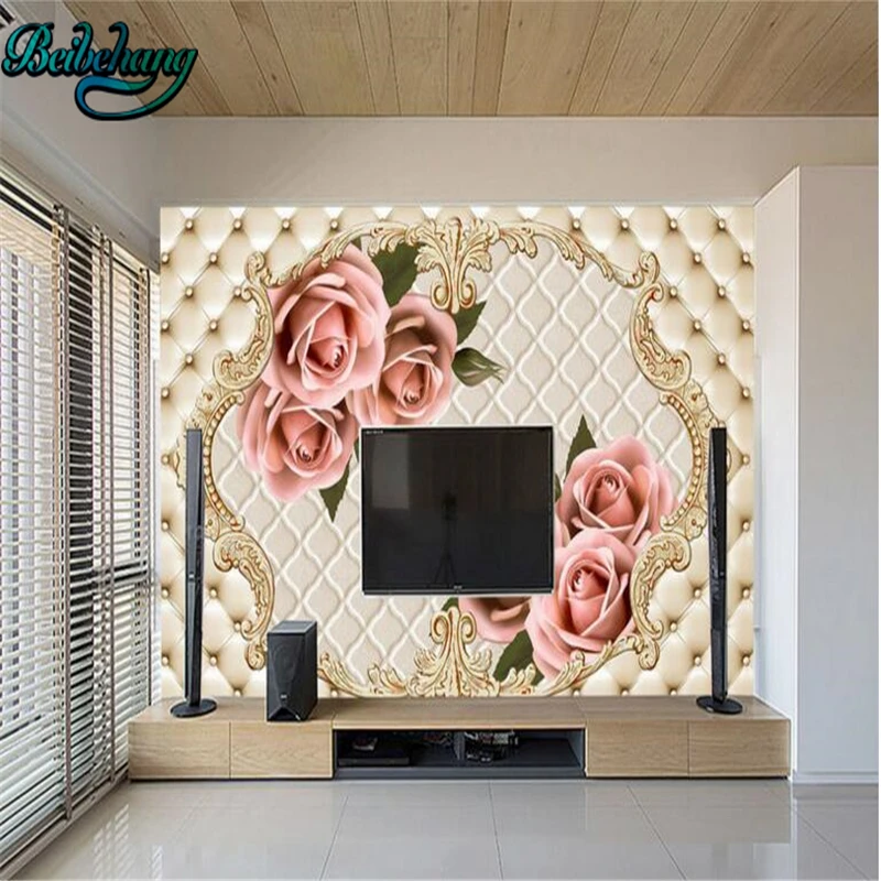 

beibehang European style soft roses roses living room background wall paintings custom wallpaper mural decoration