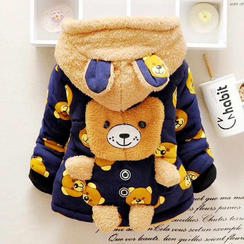 

Boy bear cartoon cotton-padded jacket