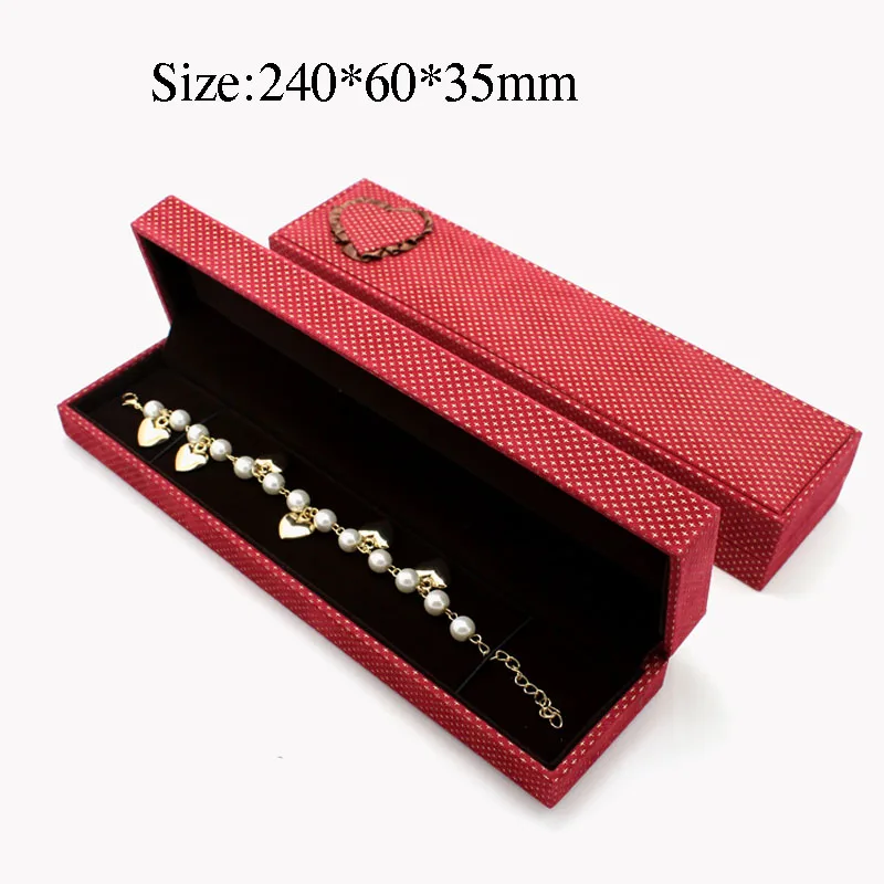

24*6*3.5cm High Quality Box For Jewelry wholesale 10pcs /lot Rose Red Necklace Pendant Packaging Boxes Jewelry Gift Display Box