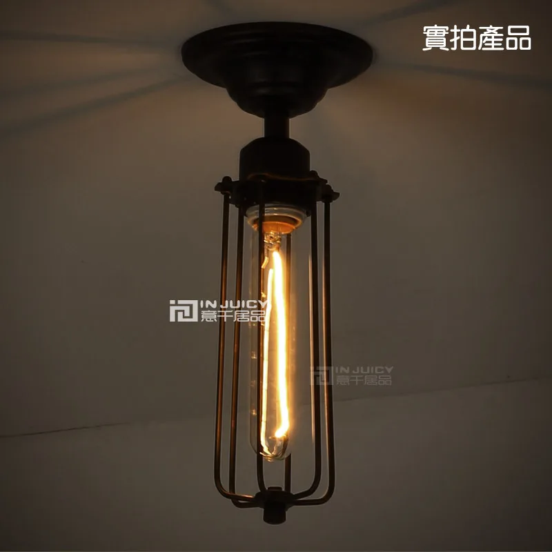 Винтажная потолочная лампа Эдисона из кованого железа маленький корпус T185 для