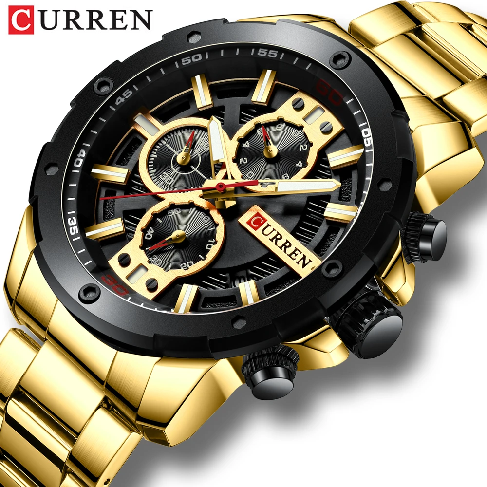 

Sporty Watches Men Luxury Brand CURREN Fashion Quartz Watch with Stainless Steel Casual Business Wristwatch Male Clock Relojes