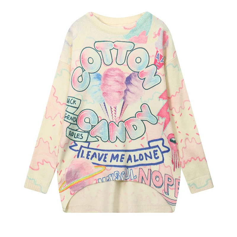 

2018winter new Harajuku long-sleeved large size loose round neck pullover ladies sweater shirt student female sweater tide MY141
