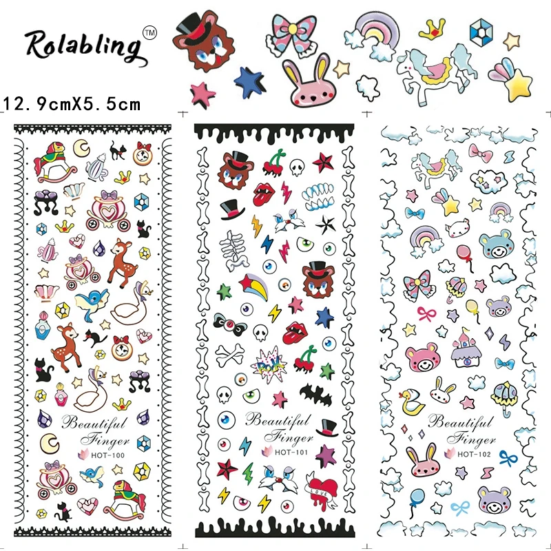 Лидер продаж разные приятные животные Мультяшные персонажи наклейка для ногтей