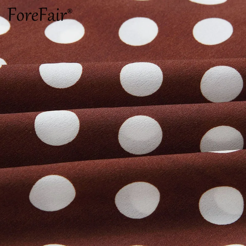 Платье Forefair женское длинное в горошек повседневное элегантное коричневое