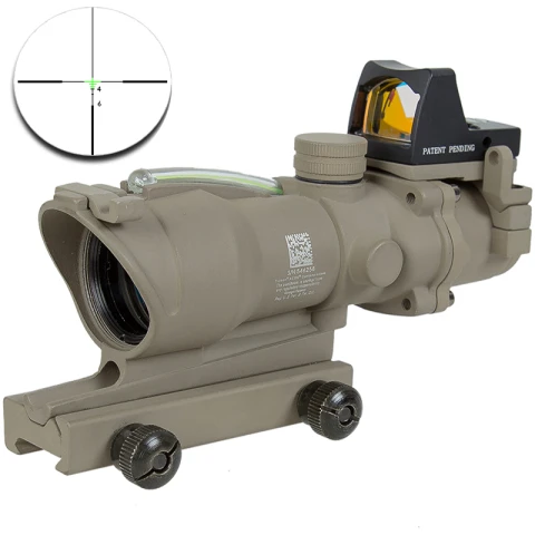 SZGBPB-CROSS Trijicon ACOG 4X32 оптический прицел CAHEVRON сетка волокно зеленый красный с подсветкой Оптический прицел с RMR мини Красный точка зрения - Цвет: SZGBPB-CROSS