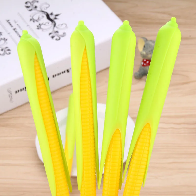 

100 Pcs Korean New Students Learn Stationery Cute and Realistic Corn Neutral Pen Office Supplies Black Signature Pen