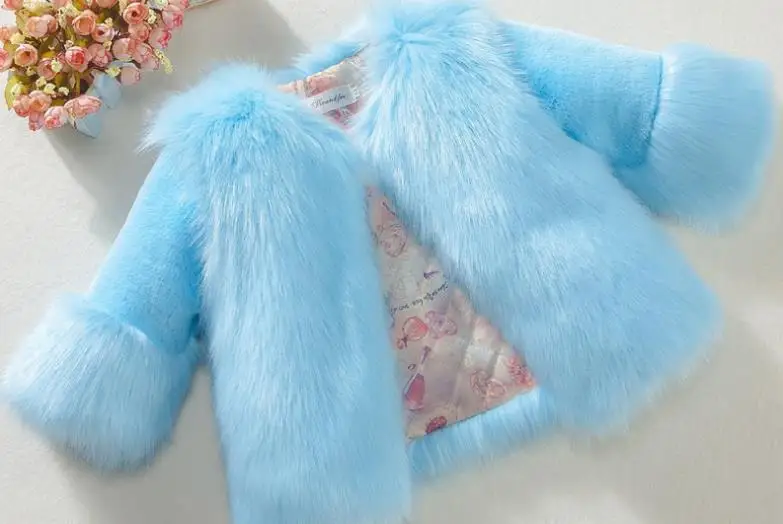 Furry Winter Girls Faux Fur Fleece Coat Warm Jacket Xmas Snowsuit Outerwear Children Kids Clothes Hooded Fake Overcoat F175 | Детская