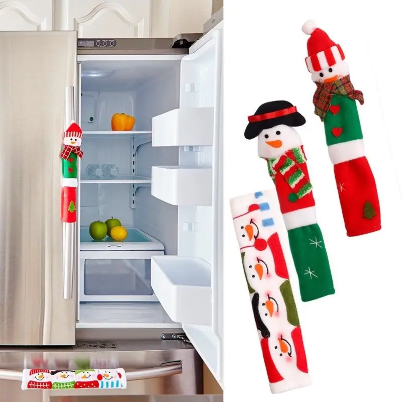 3Pcs Xmas Microwave Oven Kitchen Appliance Refrigerator Door Handle Cover |