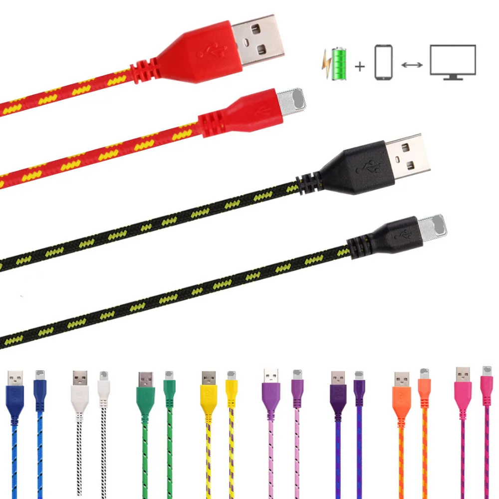 Горячий продавать 10 шт./лот плетеный ткань 1 m usb шнура данных и синхронизации
