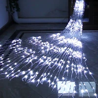 thrisdar 3x3m 6x3m water flow snowing effect curtain fairy string light xmas wedding party hotel window waterfall icicle light