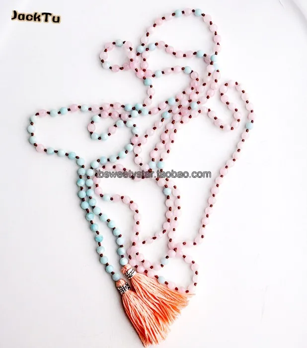 

Розовые бусины amazonite Модное Длинное Ожерелье для женщин