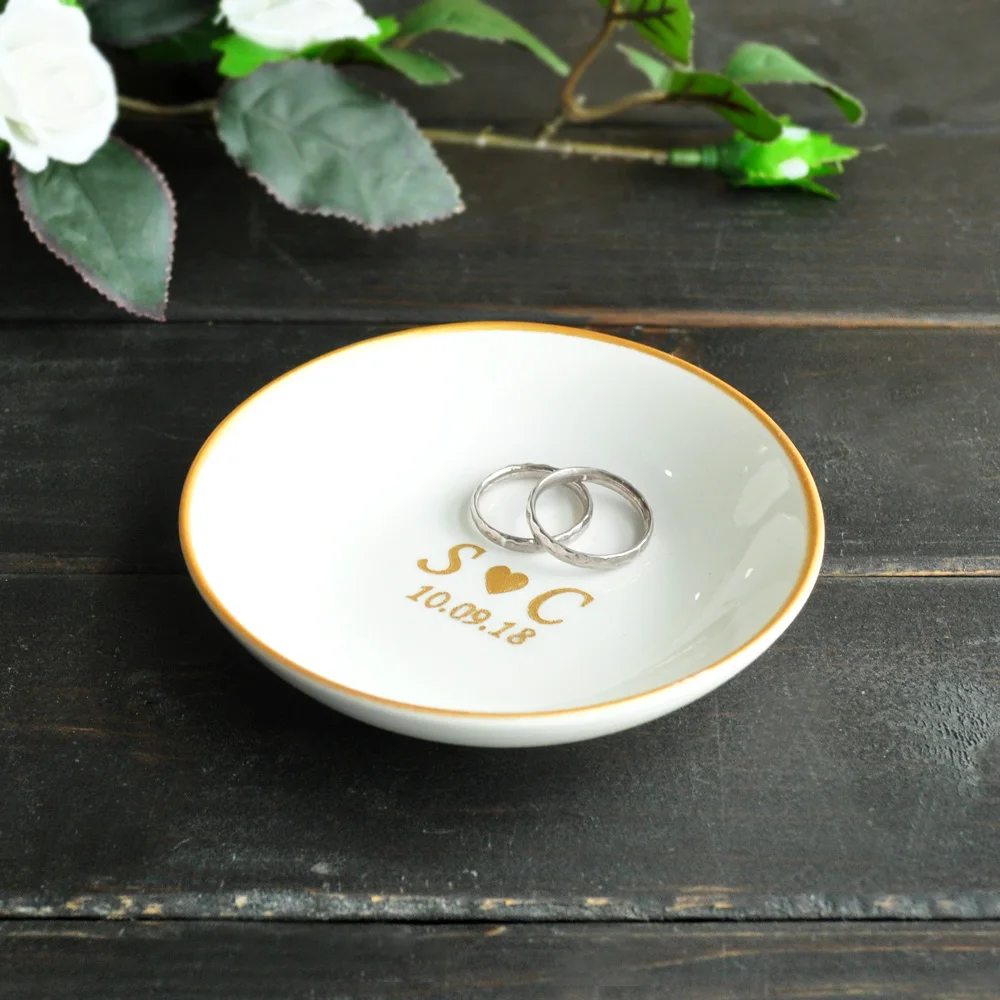 

Custom Wedding Ring Holder, Personalized Initials and Date, Personalized Ring Dish, Custom Jewelry Dish, Wedding Gift