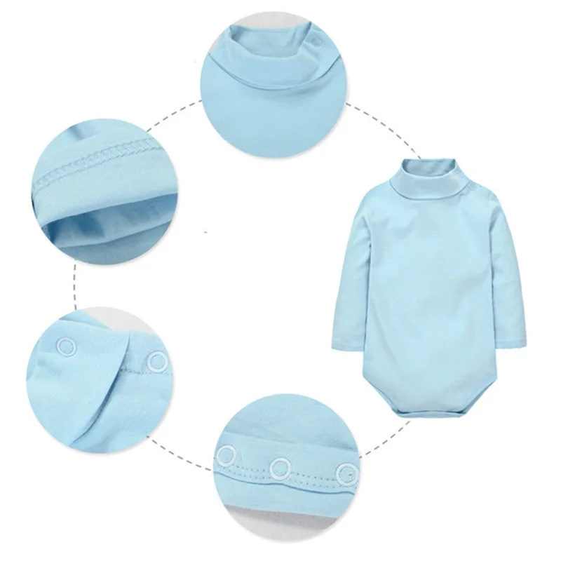 100% хлопок Детские боди осень с длинными рукавами твердые комбинезон высоким