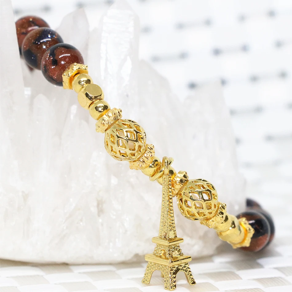 Женские браслеты из натурального разноцветного золотого и голубого песчаника 8