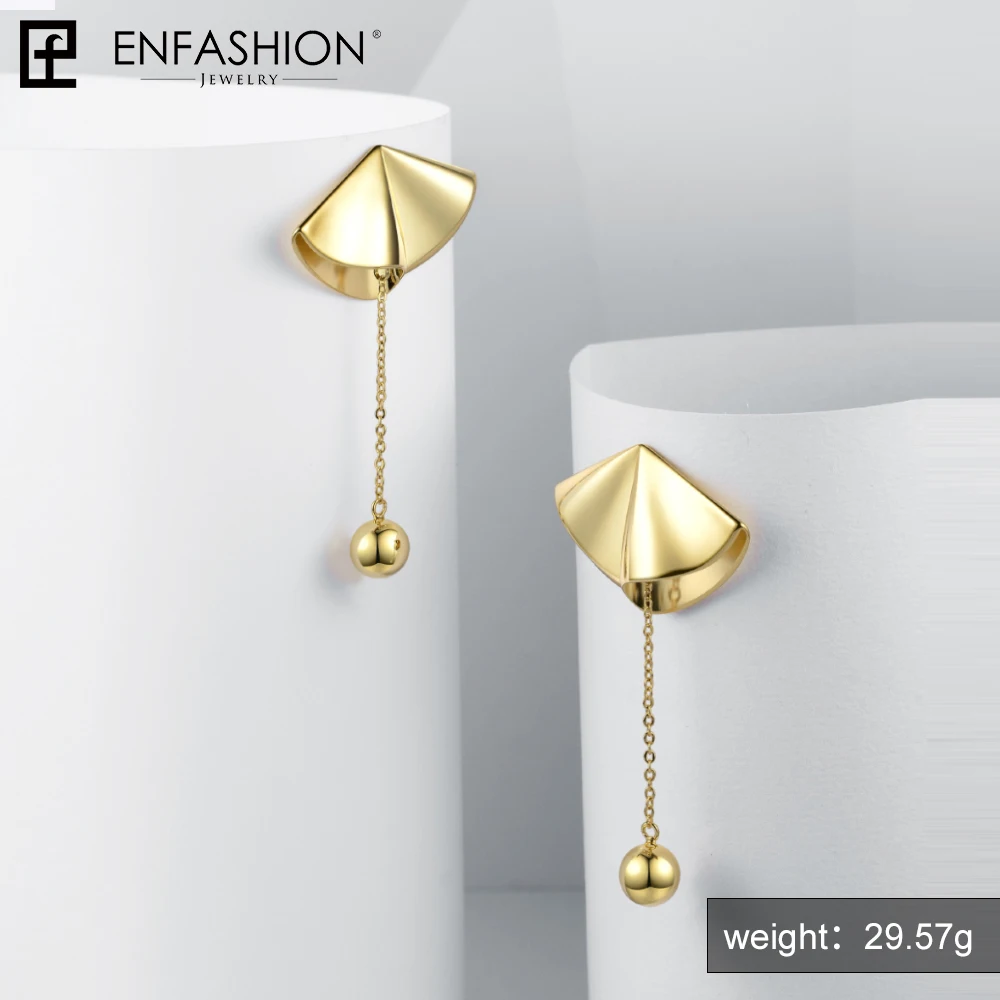 Enfashion, женские серьги-капли с драпировкой, Длинные латунные большие шариковые серьги золотого цвета, модные ювелирные изделия, серьги EF181073