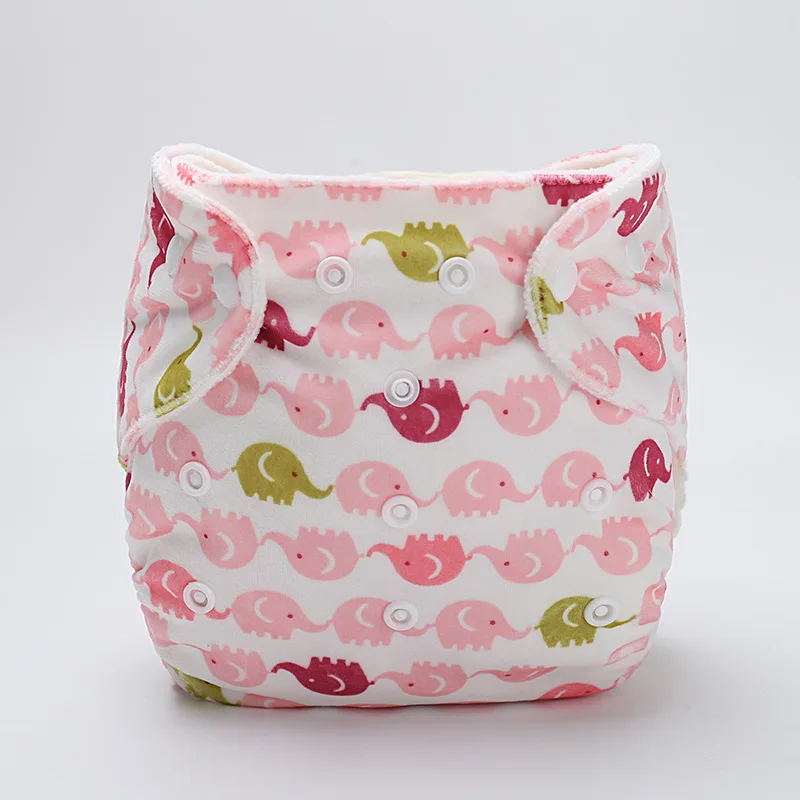 1 Piece Washable Autumn Winter Baby Cloth Diaper Cover Soft Velvet Liner Waterproof Cartoon Diapers Reusable Nappies | Мать и ребенок