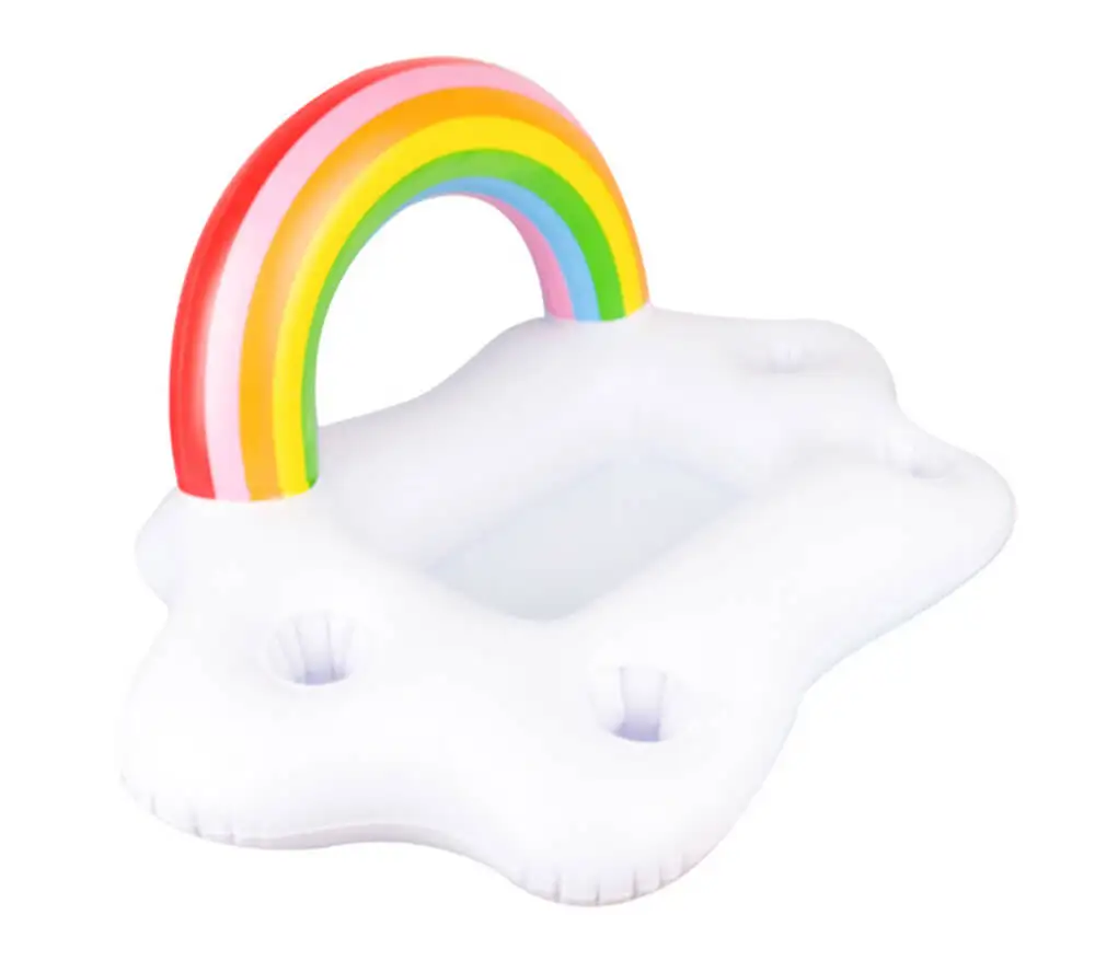 White Summer pool Party Bucket Rainbow White Clouds Float Inflatable Rainbow Drink Holder Swimming Pool Bathroom Beach Party Kids Bath - Цвет: White