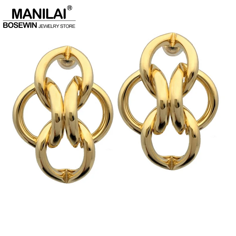 MANILAI новый дизайн модные металлические геометрические серьги гвоздики в стиле