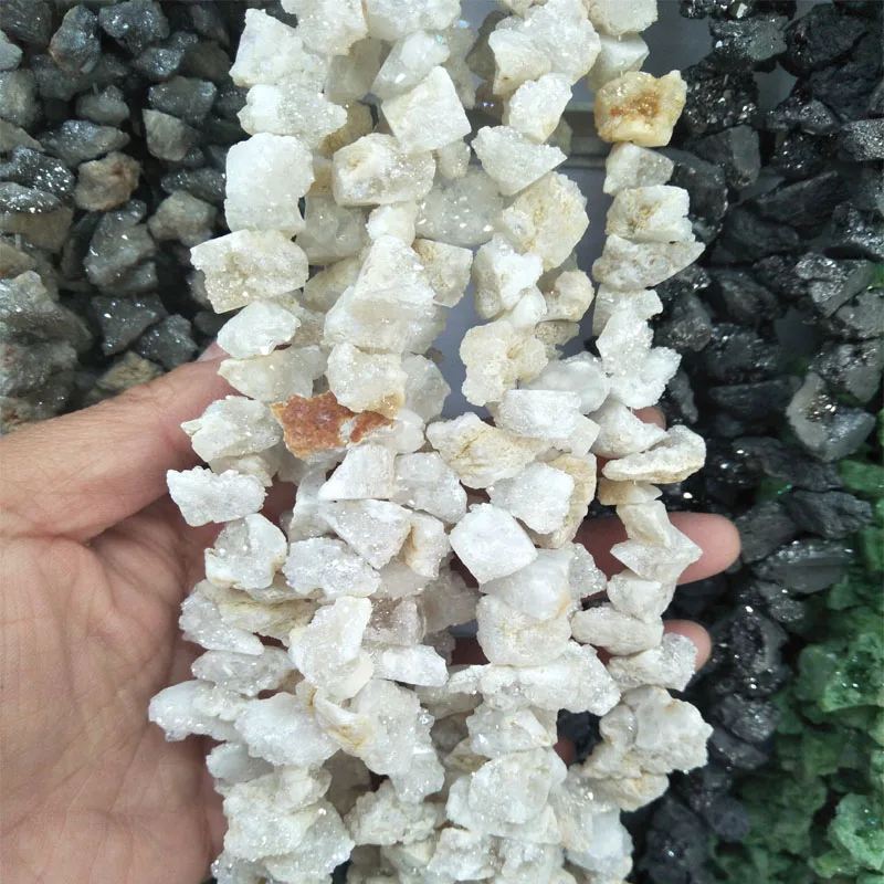 

Irregular Natural Crystal Bud Stone Beads Gray/White Loose Gem Stone Beads For DIY Jewelry Fashion Charm Necklace Women Gifts