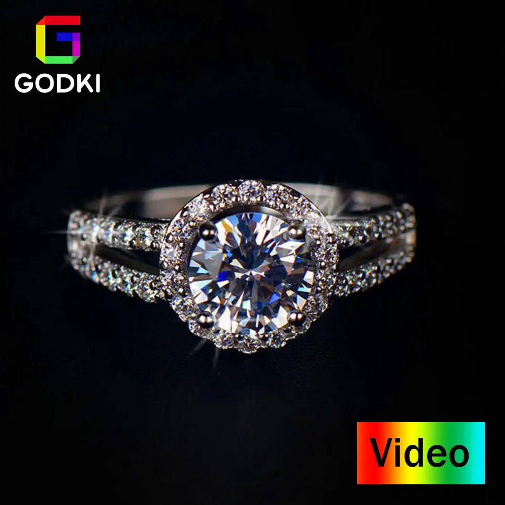 Обручальные кольца с круглым лицом 2CT Solitaire большим кубическим цирконием CZ
