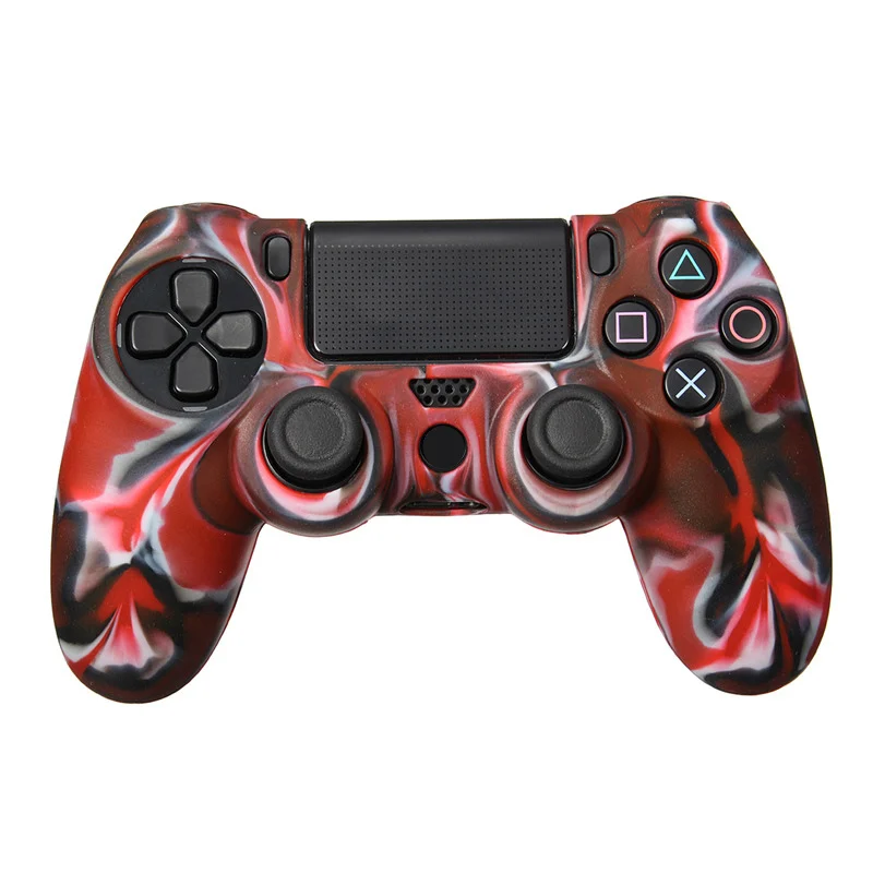 camouflage red Многоцветный мягкий, силиконовый, гибкий гелевый резиновый кожаный чехол, гибкая защитная кожа для Playstation 4 для PS4 для Dualshock 4 - Цвет: camouflage red