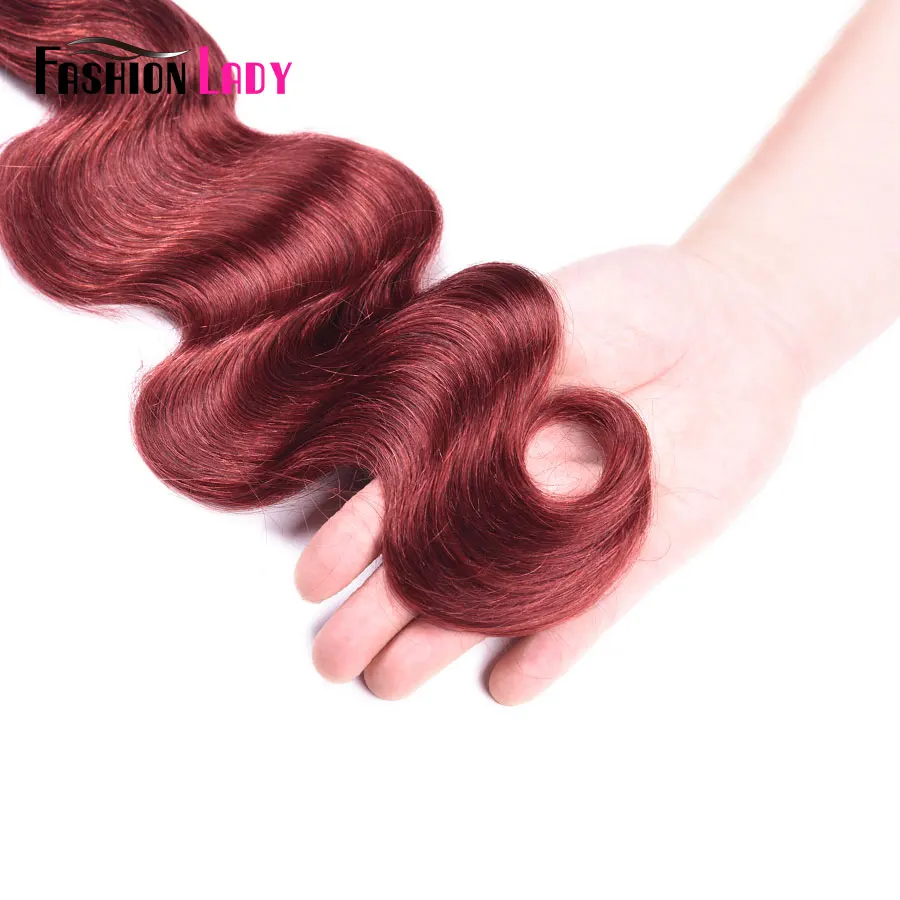 Модные женские предварительно окрашенные красные перуанские пучки Bodywave пряди