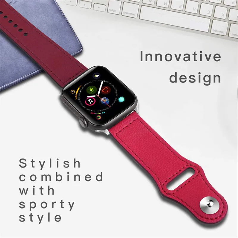 Ремешок из натуральной кожи для Apple Watch Band 4 42 мм 38 спортивный ремешок iwatch серии 44 40