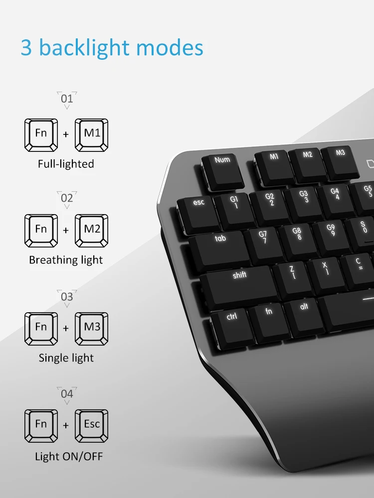 T11 keyboard only DELUX T11 дизайнерская клавиатура M522 оптическая проводная мышь Мыши dpi 6400 RGB светильник геймер ПК Клавиатуры Комбо для компьютера ноутбука - Цвет: T11 keyboard only