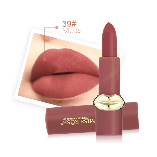 12 шт./лот, помада в форме губ MISS ROSE, красная, красивая, матовая, стойкая, водостойкая, легко окрашиваемая, губная помада для макияжа - Цвет: 39 Muss