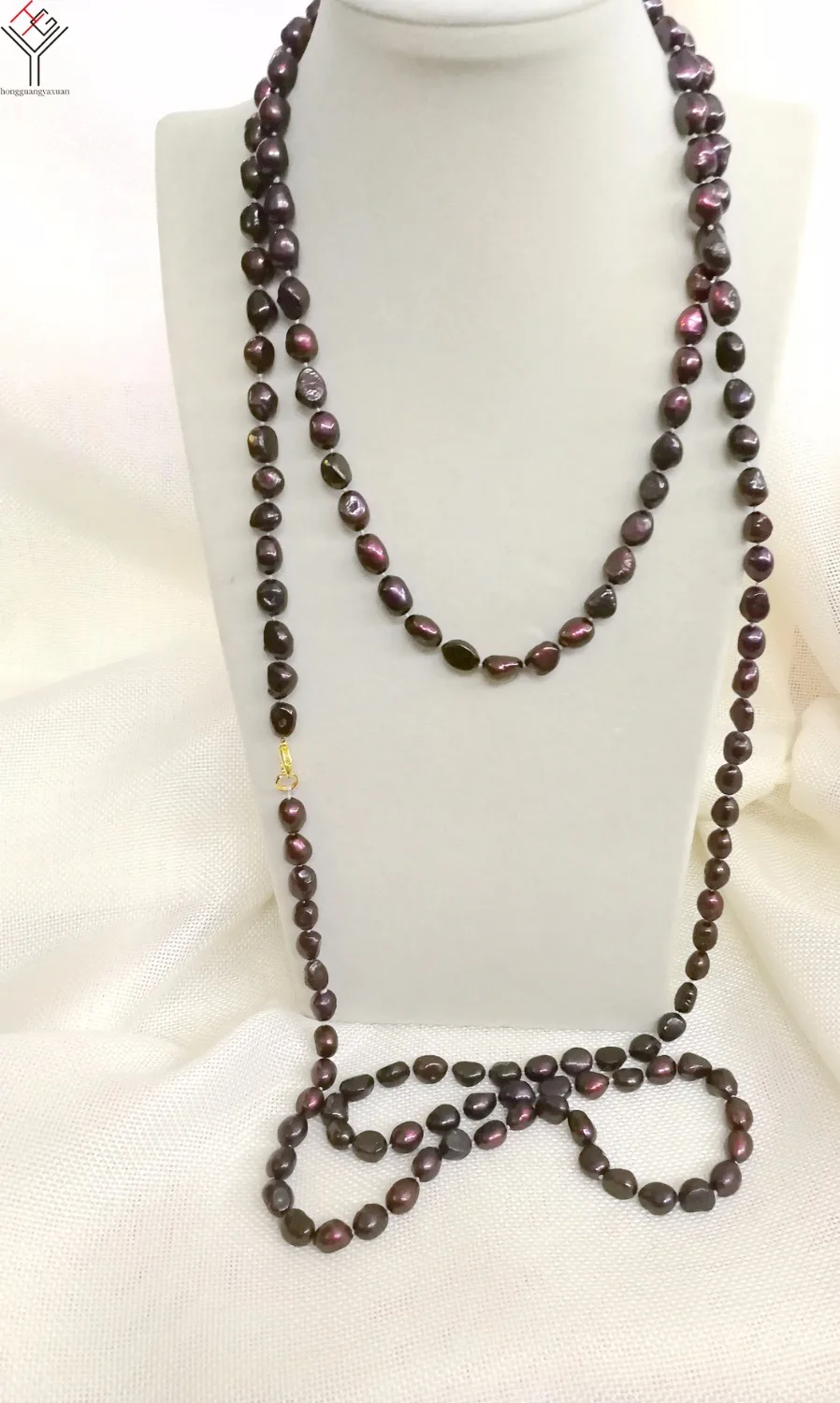 

78'' 200cm Women Jewelry necklace 9x10mm dark purple baroque pearl handmade long necklace natural cultured freshwater pearl