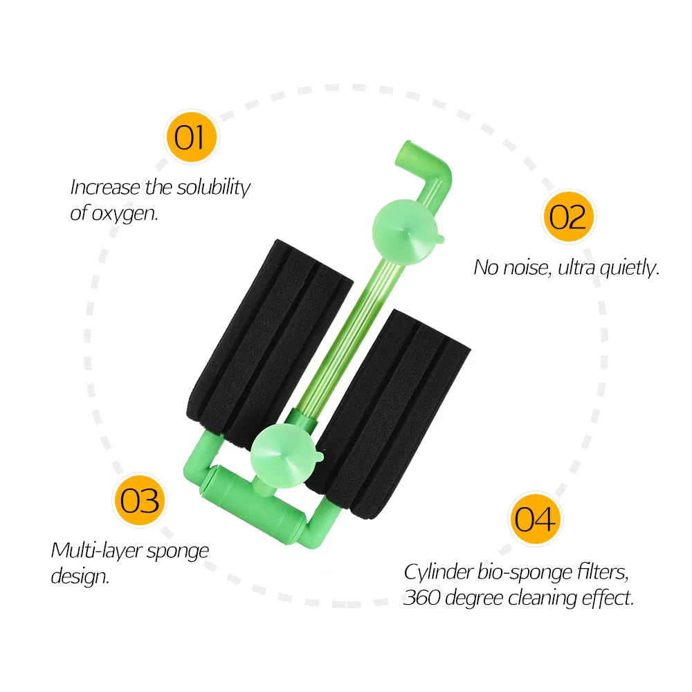 Бесшумный аквариум с 2 головками Биохимический губчатый фильтр для воды
