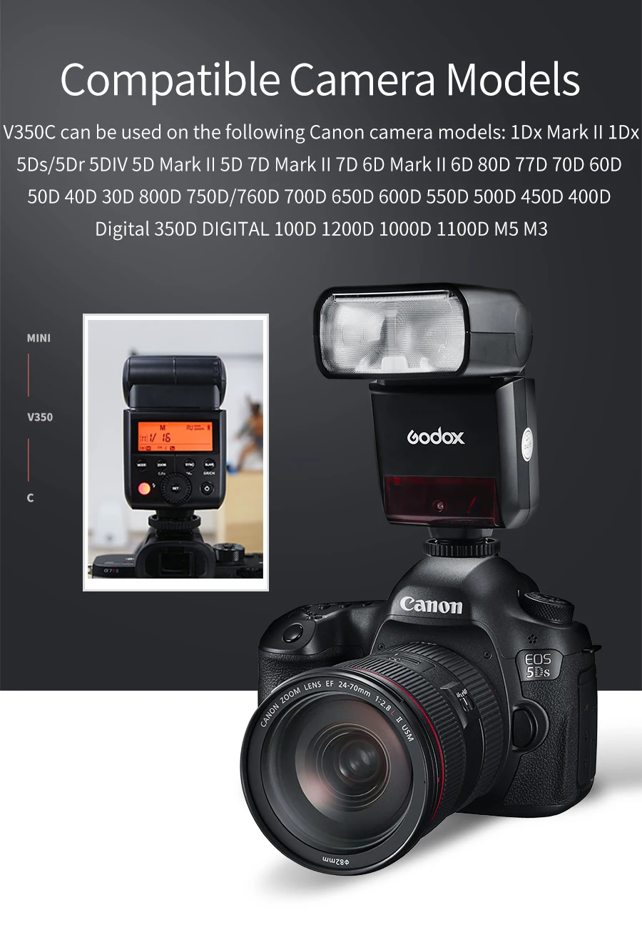 Godox V350C V350N V350S V350F V350O ttl HSS камера Speedlite вспышка Встроенная литиевая батарея для Canon Nikon sony Fuji Olympus