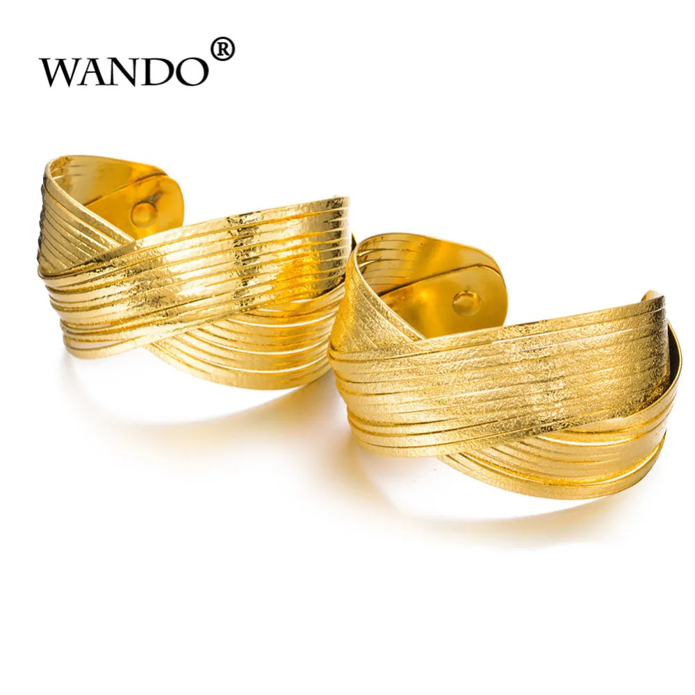 WANDO 2 шт ювелирные изделия золотистого цвета скрученный ротанг Женский широкий