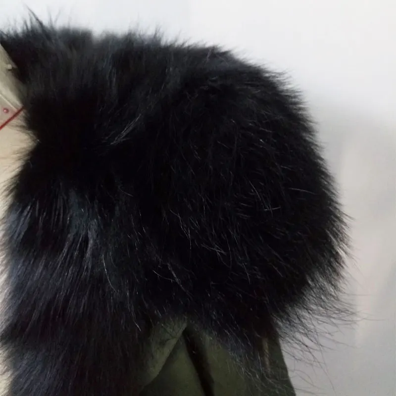 Женская парка с большим капюшоном Mrs fur style черная длинная лисьим мехом и из меха