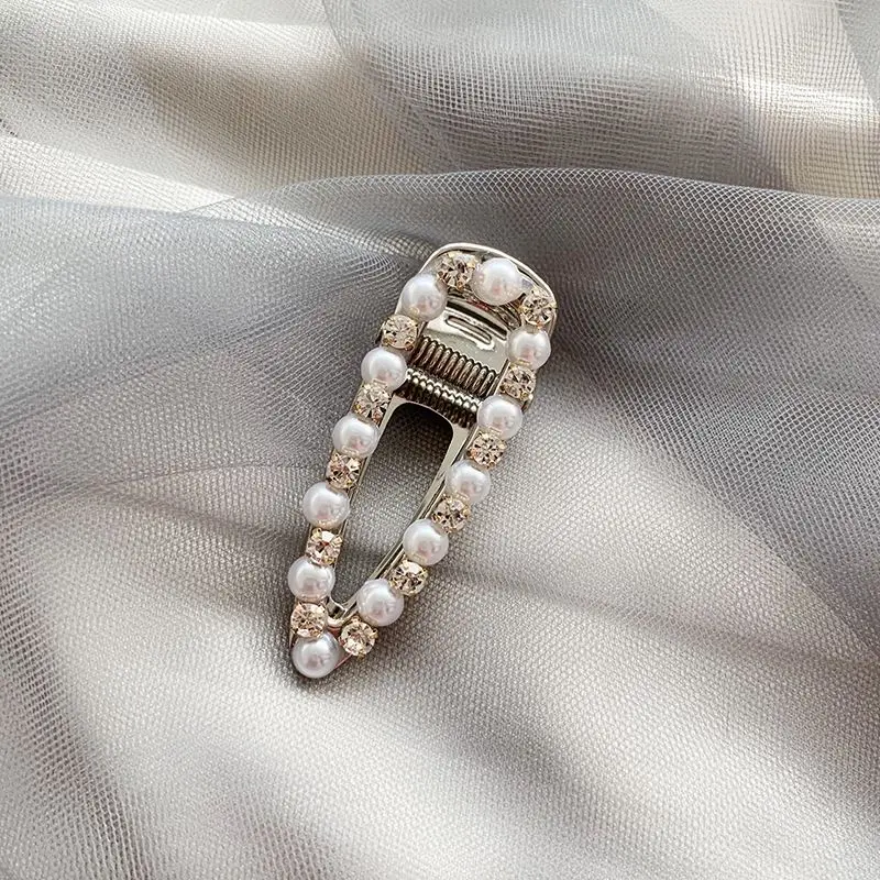 Fashion Pearl Hair Clip Geometric Rectangle Water Drop Hairpins Metal Gold Color Hair Styling Accessories - Цвет: 9