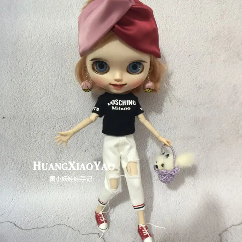 2 шт./компл. Doll's Blyth Clothes Спортивная футболка + джинсы для рубашки Barbi брюки Azone licca