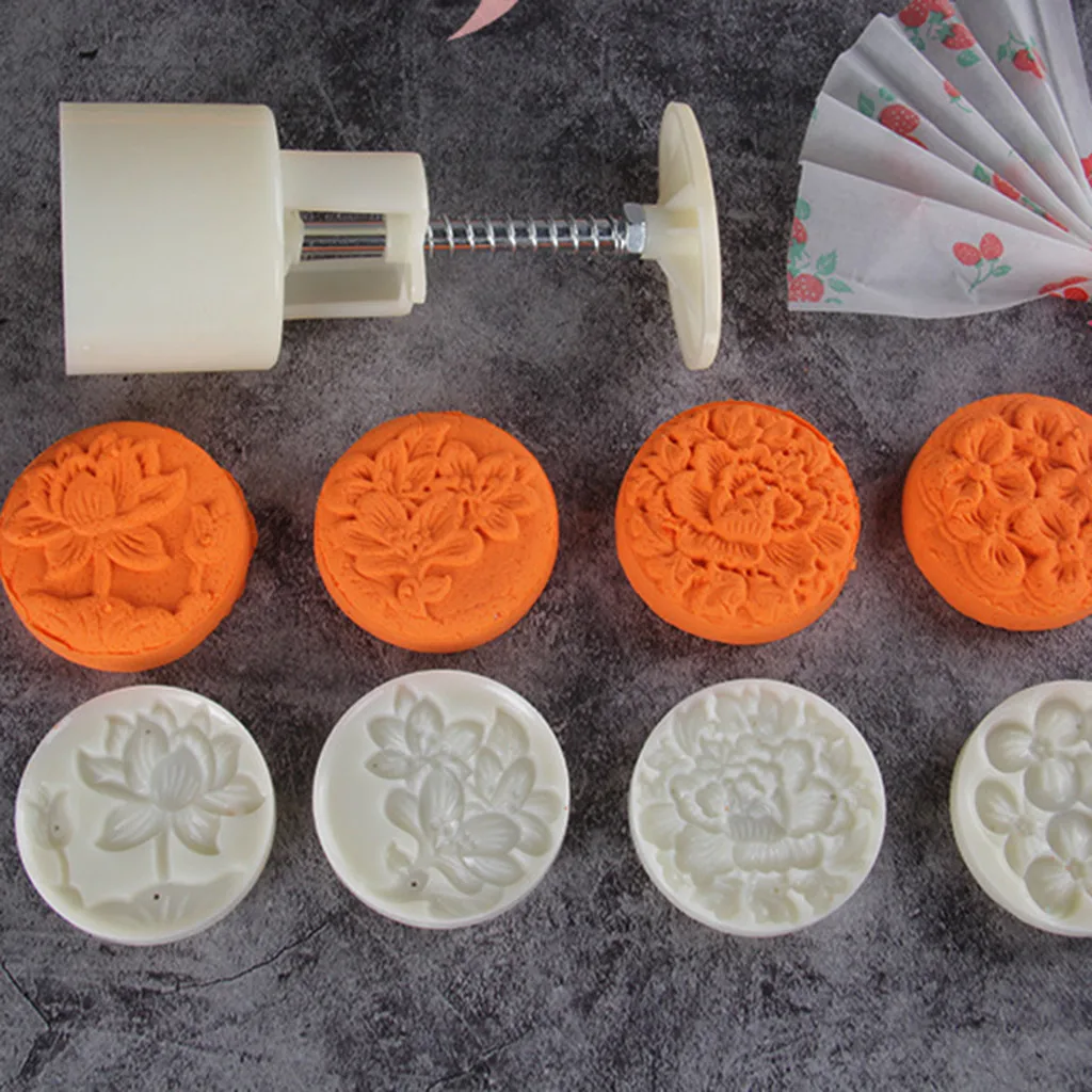 Кухонные инструменты Mooncake плесень цветок середины осени фестиваль Ручной пресс луна торт резак формы набор