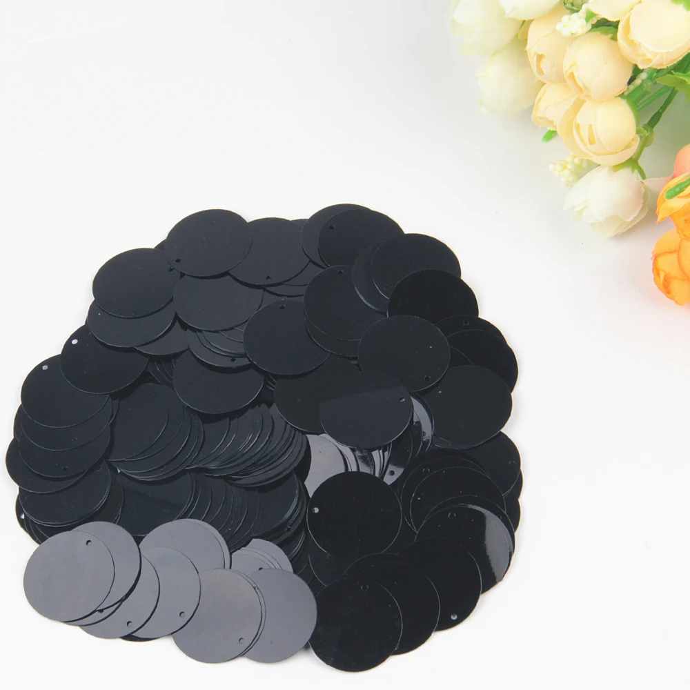 25mm black Блестка черная блестка 3 мм-30 мм ПВХ Плоская Круглая тусклая полированная тесьма с пайетками для шитья свадьбы ремесло Женская одежда Аксессуары - Цвет: 25mm black