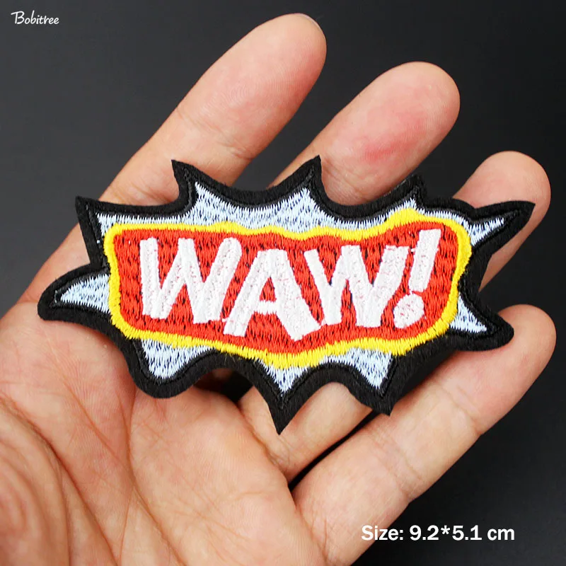 Модная мультяшная популярная гладильная нашивка WAW креативный вышитый значок