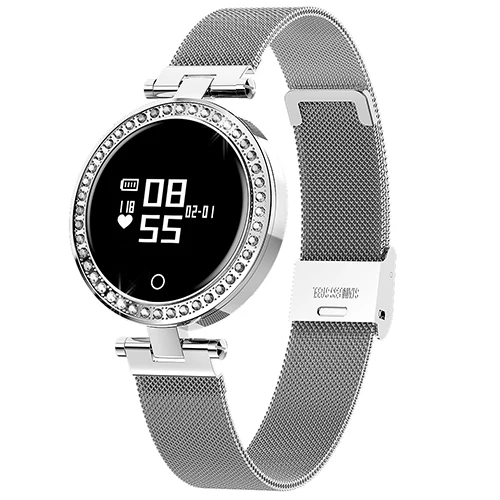 Серебристый Женские Смарт-часы X10, металлические стразы, ремешок, Bluetooth, фитнес-браслет, часы, шагомер, монитор сердечного ритма, водонепроницаемые Смарт-часы - Цвет: Серебристый