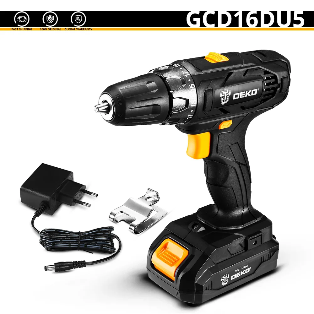 GCD16DU5 DEKO GCD16DU6 16V Макс Электрическая отвертка аккумуляторная дрель электрическая мини Беспроводной Мощность драйвер постоянного тока литий-ионный Батарея 2-Скорость - Цвет: GCD16DU5