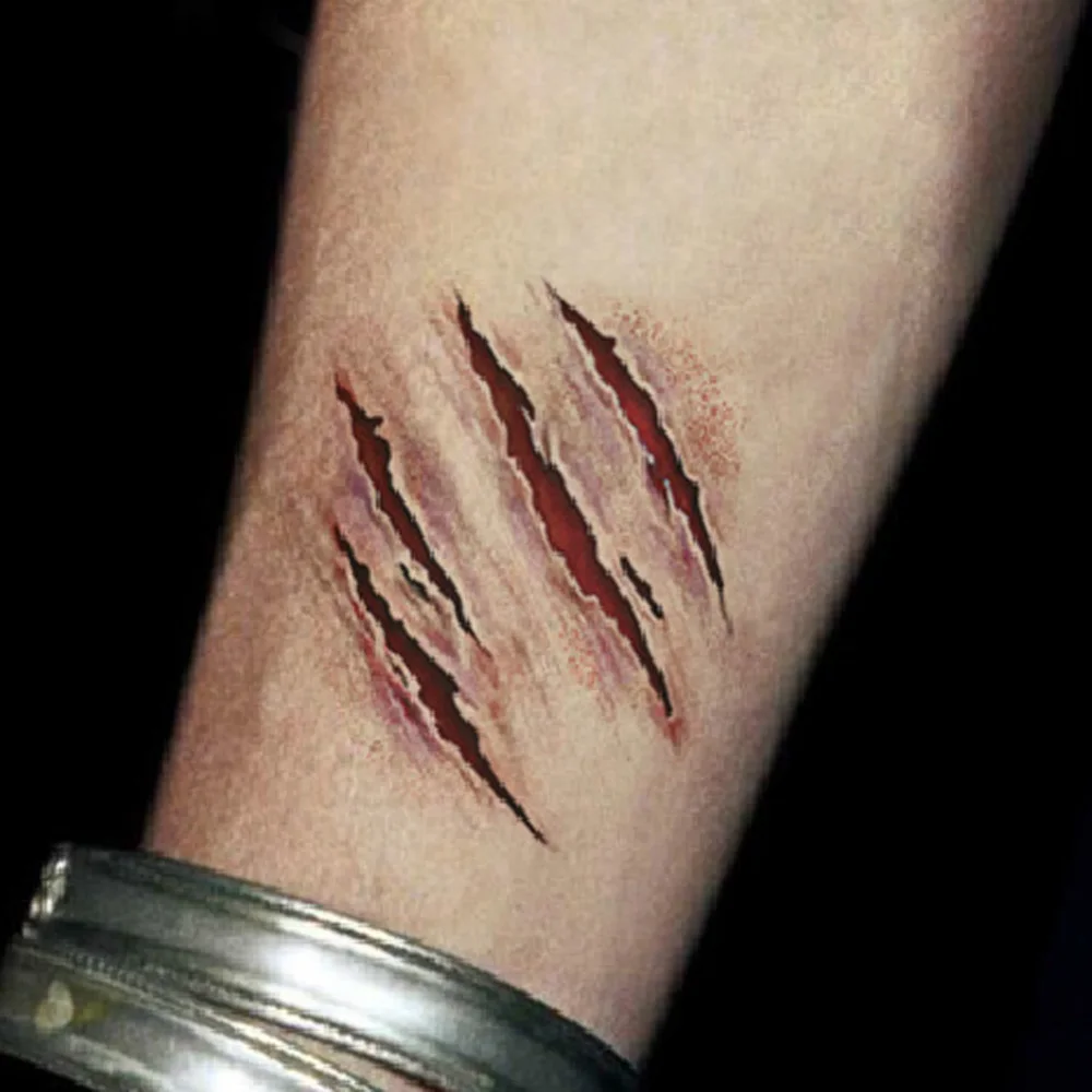 SURWISH 3pcs Halloween Waterproof Temporary Fake Terror Vampire Wound Scar Tattoo Sticker Blood Injury | Дом и сад