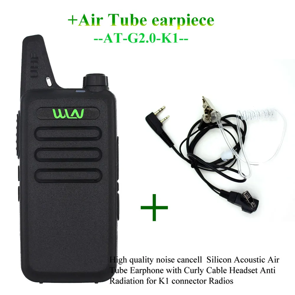 Black-Earpiece Мини Walkie Talkie WLN KD-C1UHF 400-470 MHz 5W с 16 каналами двухстороннее радио - Цвет: Black-Earpiece