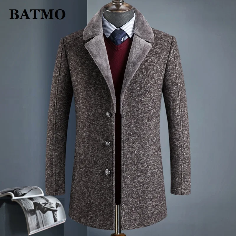 BATMO, Новое поступление, зимнее шерстяное толстое пальто высокого качества для мужчин, мужские серые шерстяные куртки, большие размеры, M-4XL, AL41