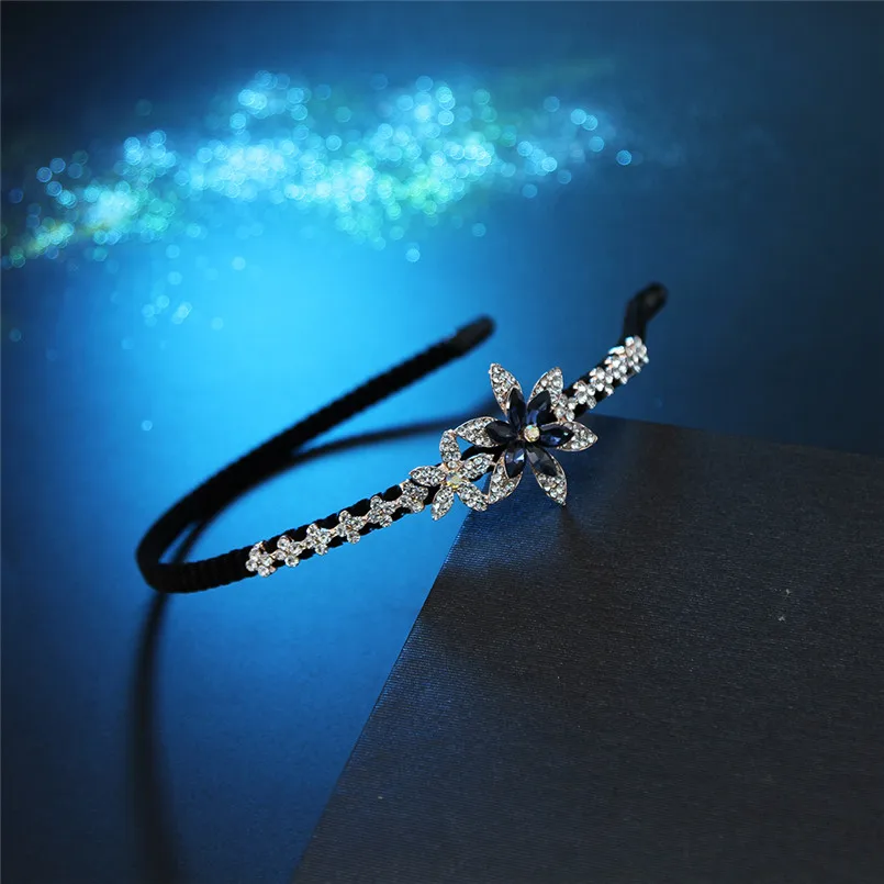 Модный обруч для волос женщин Rhinestone Flower Hair Band Lady Jewelry | Украшения и аксессуары